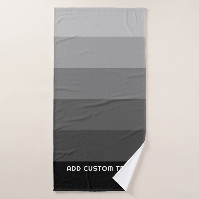 Retro Grey Stripes with Simple Sans Serif Name Bath Towel (Bath Towel)