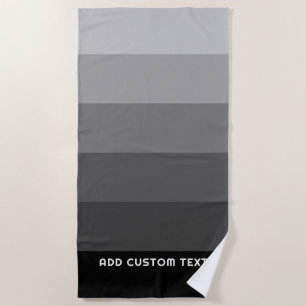 Retro Grey Stripes with Simple Sans Serif Name Beach Towel