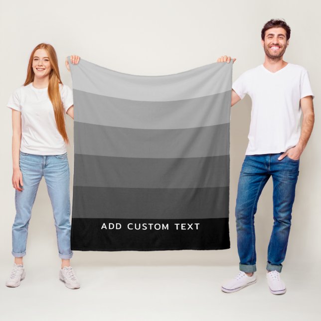 Retro Grey Stripes with Simple Sans Serif Name Fleece Blanket (In Situ)