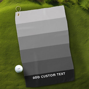 Retro Grey Stripes with Simple Sans Serif Name Golf Towel