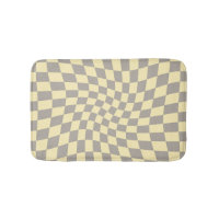 Retro Grey Yellow Chequered Warped Chequerboard 