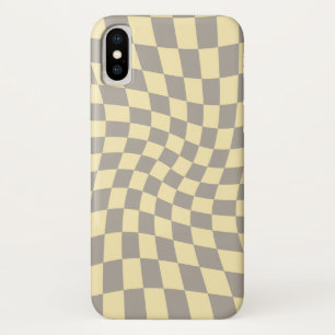 Retro Grey Yellow Pastel Warped Chequerboard   Case-Mate iPhone Case