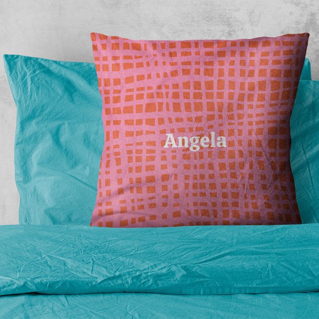 Retro Grid Abstract Pattern Personalizable Cushion (Creator Uploaded)