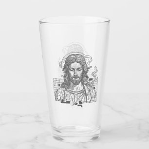 Retro Grid Jesus King Of Kings Revelation 19:16 Glass