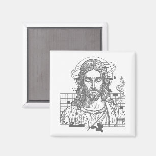 Retro Grid Jesus King Of Kings Revelation 19:16 Magnet