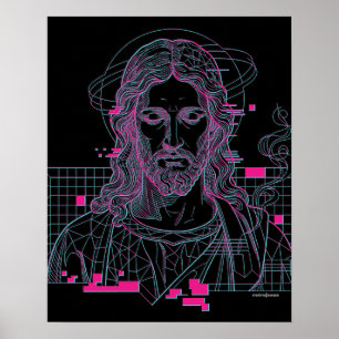 Retro Grid Jesus King Of Kings Revelation 19:16 Poster