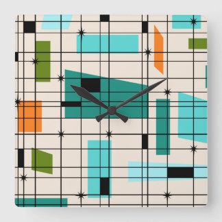 Retro Grid & Starbursts Acrylic Wall Clock