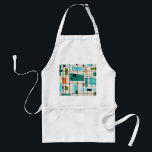 Retro Grid & Starbursts Apron<br><div class="desc">This Retro Grid and Starbursts Apron is where vintage style meets modern day. It features a cream coloured background with kitschy, off kilter squares and rectangles in teal, turquoise, This light blue, orange, and avocado green. The whimsical blocks of colour are overlayed are worked into some of the grid intersections....</div>