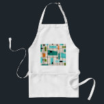 Retro Grid & Starbursts Apron<br><div class="desc">This Retro Grid and Starbursts Apron is where vintage style meets modern day. It features a cream coloured background with kitschy, off kilter squares and rectangles in teal, turquoise, This light blue, orange, and avocado green. The whimsical blocks of colour are overlayed are worked into some of the grid intersections....</div>