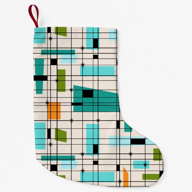 Retro Grid & Starbursts Christmas Stocking (Front)