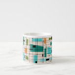 Retro Grid & Starbursts Espresso Mug<br><div class="desc">This Retro Grid and Starbursts Espresso Mug is where vintage style meets modern day. It features a cream coloured background with kitschy, off kilter squares and rectangles in teal, turquoise, This light blue, orange, and avocado green. The whimsical blocks of colour are overlayed are worked into some of the grid...</div>