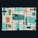 Retro Grid & Starbursts Kitchen Towel<br><div class="desc">This Retro Grid and Starbursts Kitchen Towel is where vintage style meets modern day. It features a cream coloured background with kitschy, off kilter squares and rectangles in teal, turquoise, This light blue, orange, and avocado green. The whimsical blocks of colour are overlayed are worked into some of the grid...</div>