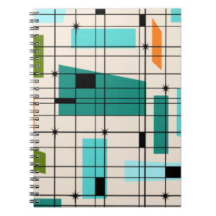 Retro Grid & Starbursts Notebook