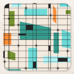 Retro Grid & Starbursts Paper Coasters<br><div class="desc">These Retro Grid and Starbursts Paper Coasters are where vintage style meets modern day. It features a cream coloured background with kitschy, off kilter squares and rectangles in teal, turquoise, This light blue, orange, and avocado green. The whimsical blocks of colour are overlayed are worked into some of the grid...</div>