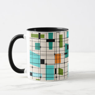 Retro Grid & Starbursts Ringer Mug