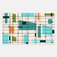 Retro Grid & Starbursts Stickers