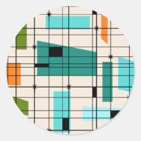 Retro Grid & Starbursts Stickers
