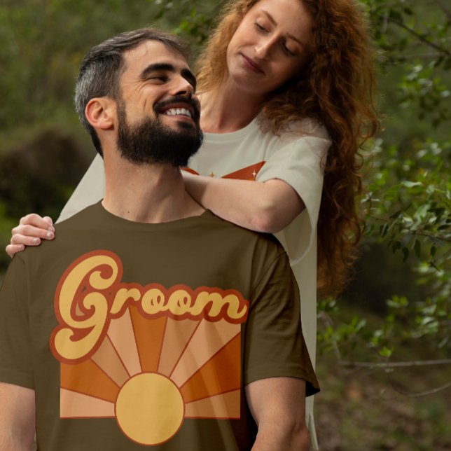 Retro Groom Typography Summer Sun Wedding T-Shirt (Creator Uploaded)