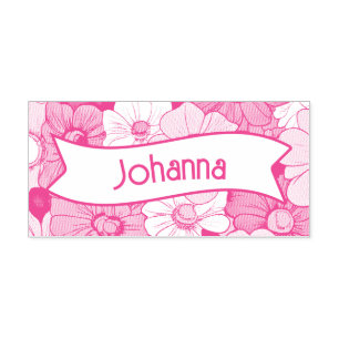 Retro Groove Floral Name Self Inking Rubber Stamp