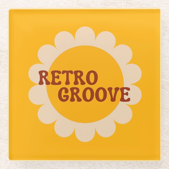 Retro Groove Glass Coaster (Front)