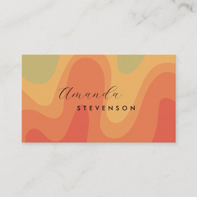 Retro Groove Liquid Abstract III Business Card (Front)