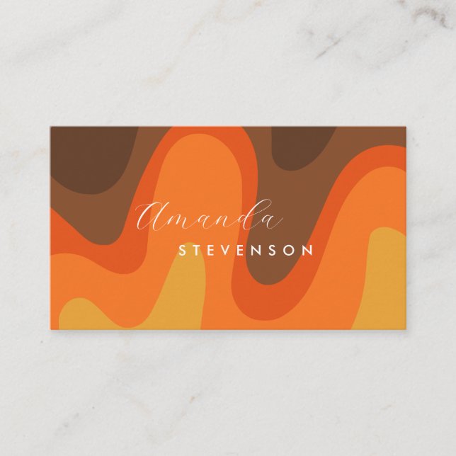 Retro Groove Liquid Abstract V Business Card (Front)