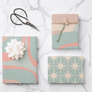 Retro Groove Pastel Vibes Patterns Wrapping Paper Sheet
