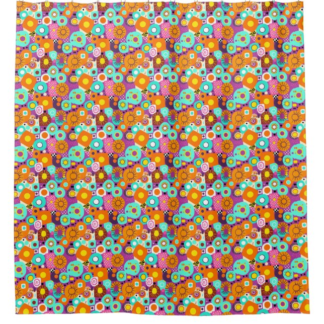 Retro Groove Shower Curtain (Front)