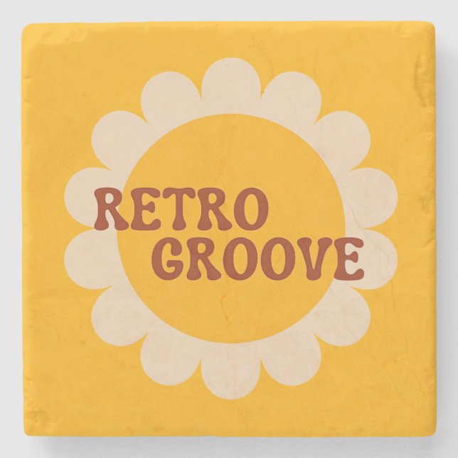 Retro Groove Stone Coaster (Front)
