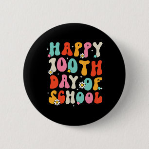 Retro Groovy 100 Days Happy 100th Day Of School Te 6 Cm Round Badge