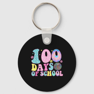 Retro Groovy 100 Days Happy 100th Day Of School Te Key Ring