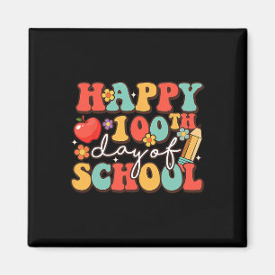 Retro Groovy 100 Days Happy 100th Day Of School Te Magnet