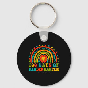 Retro Groovy 100 Days Of Kindergarten Teachers Kid Key Ring