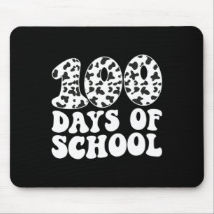Retro Groovy 100 Days Of School Cow Print 100th Da Mouse Pad