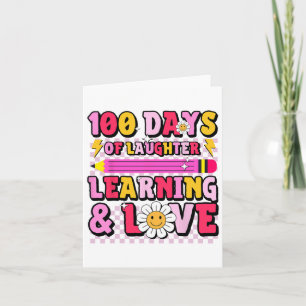 Retro Groovy 100 Days Of School Learning And Love Card