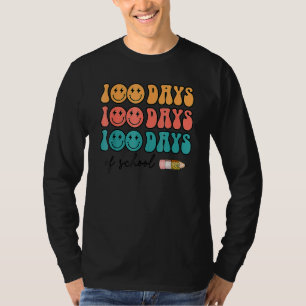 Retro Groovy 100 Days Of School Lightning Bolt Stu T-Shirt