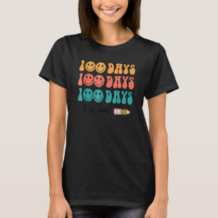 Retro Groovy 100 Days Of School Lightning Bolt Stu T-Shirt