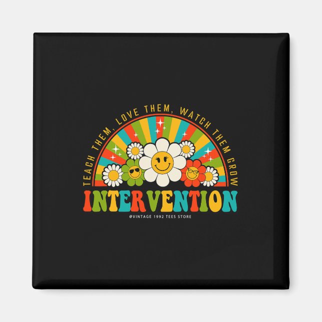 Retro Groovy 100 Days Of School Teacher Interventi Magnet (Front)