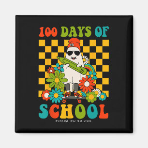 Retro Groovy 100 Days Of School Teachers Kids Ghos Magnet