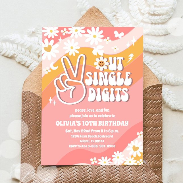 Retro Groovy 10th Birthday Invitation (Creator Uploaded)