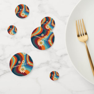 Retro Groovy 50th Birthday Custom Name Confetti