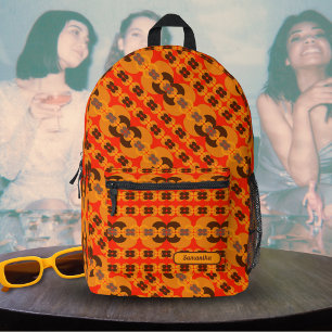 Retro Groovy 60's 70's Bubbles Pattern Custom Name Printed Backpack