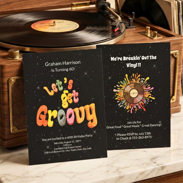 Retro Groovy 60th Birthday Invitation (Creator Uploaded)