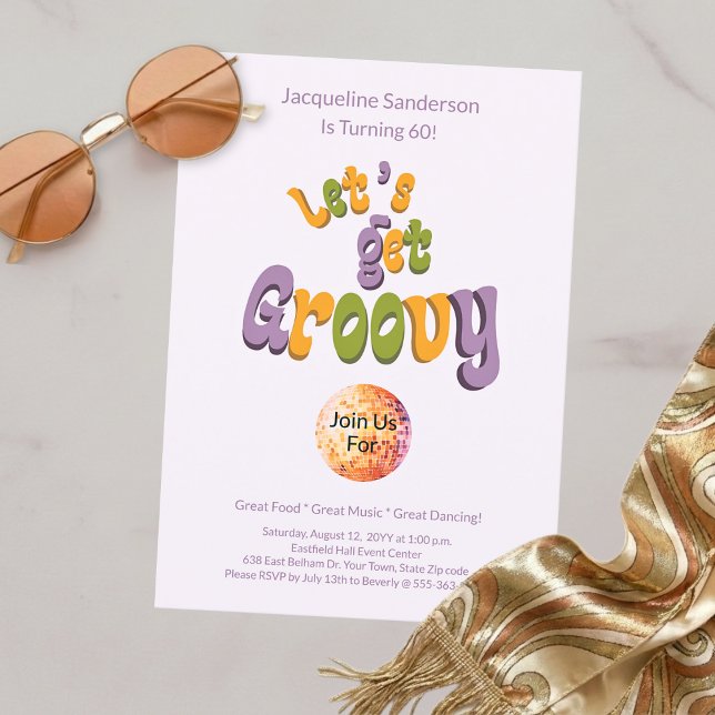 Retro Groovy 60th Birthday Invitation (Creator Uploaded)