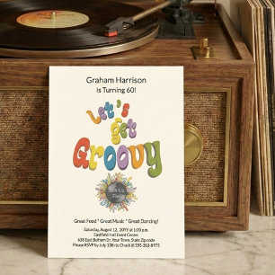 Retro Groovy 60th Birthday Invitation