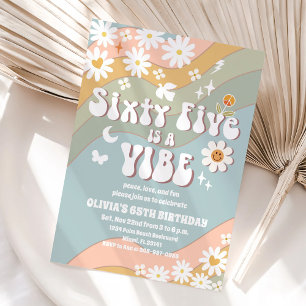 Retro Groovy 65th Birthday Invitation