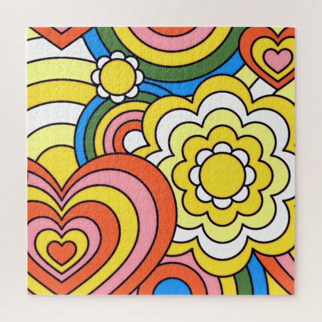 Retro Groovy 70's aesthetic  Jigsaw Puzzle (Vertical)