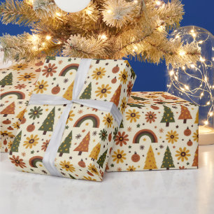 Retro Groovy 70s Christmas Wrapping Paper