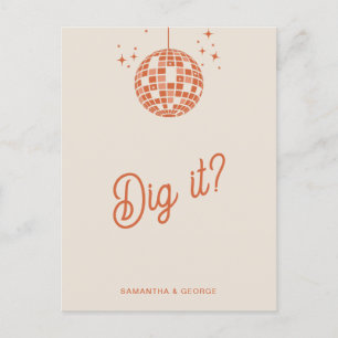 Retro Groovy 70s Cute Ivory Orange Disco RSVP Postcard