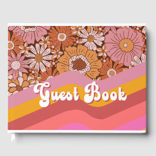 Retro Groovy 70's Floral MOD Guest Book